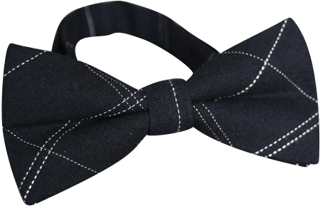 Black White Stitch Cotton Bow Tie - Plaid (600x600), Png Download