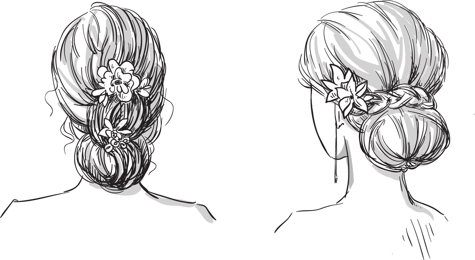 Drawn Braid Face Hair - Sketch Hair Style (1542x845), Png Download