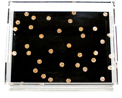 Gold Dots On Black Acrylic Tray - Polka Dot (722x480), Png Download