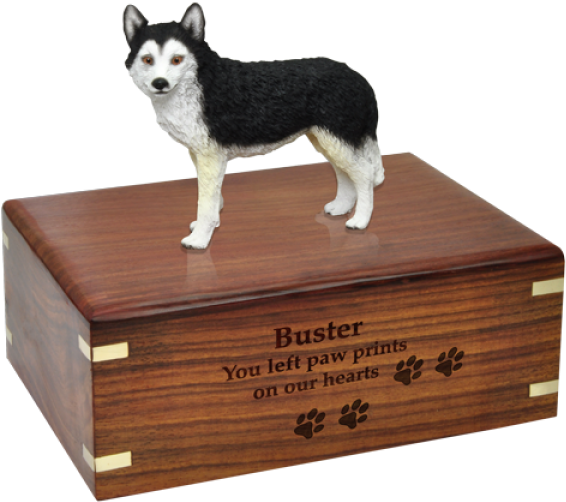 Black & White Husky With Brown Eyes Figurine With Urn - Dog Urns Pug (600x600), Png Download