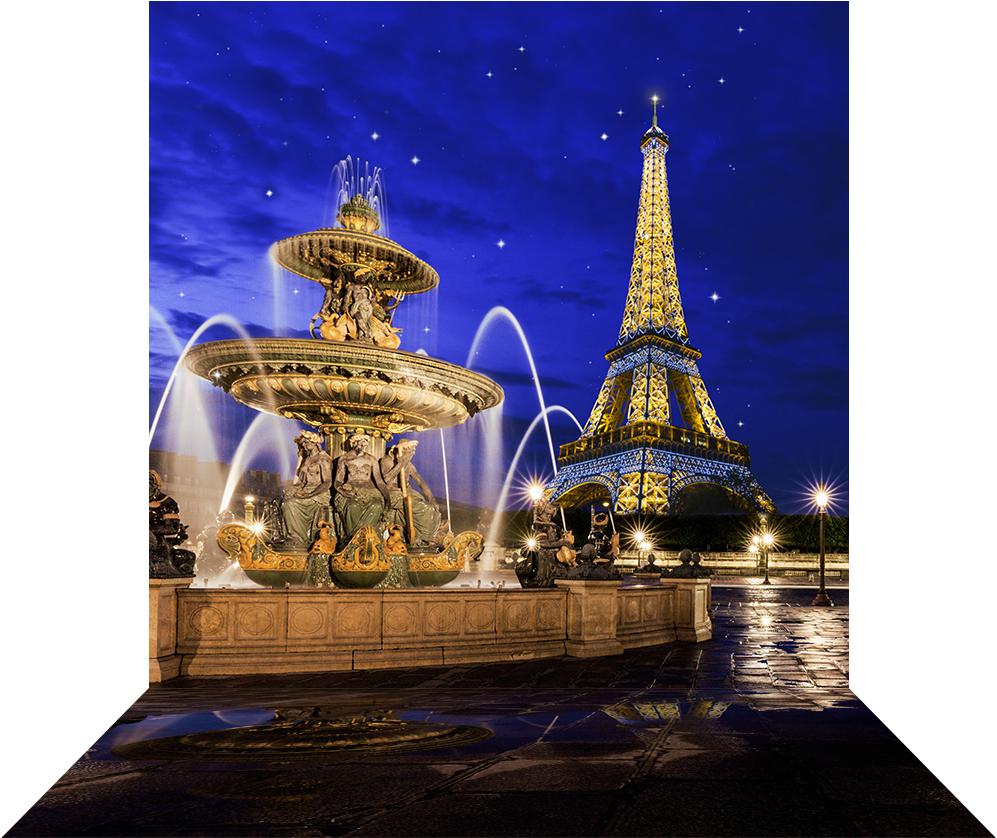 3 Dimensional View Of 10'x20' Backdrop - Eiffel Tower (1000x1000), Png Download