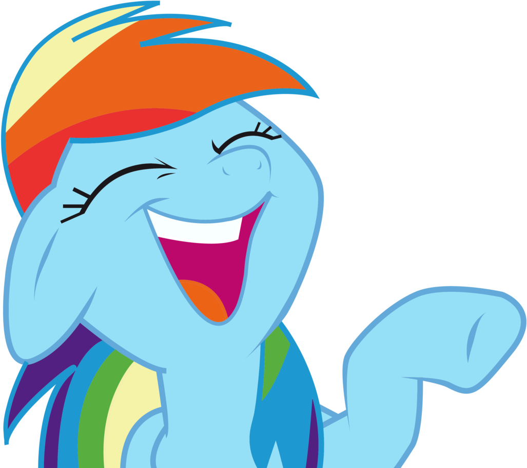 Laughing Transparent Background - Rainbow Dash Vector Laughing (1058x1024), Png Download