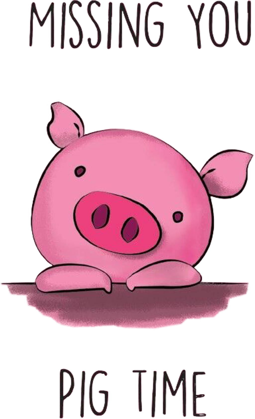 #cute #pig #missyou #illustration #freetoedit - Miss You Pig Time (1024x1679), Png Download