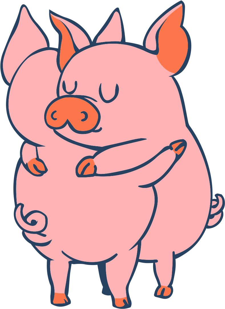 #cute #pigs #hug #love #friends - Pig Hug Cartoon (1100x2000), Png Download