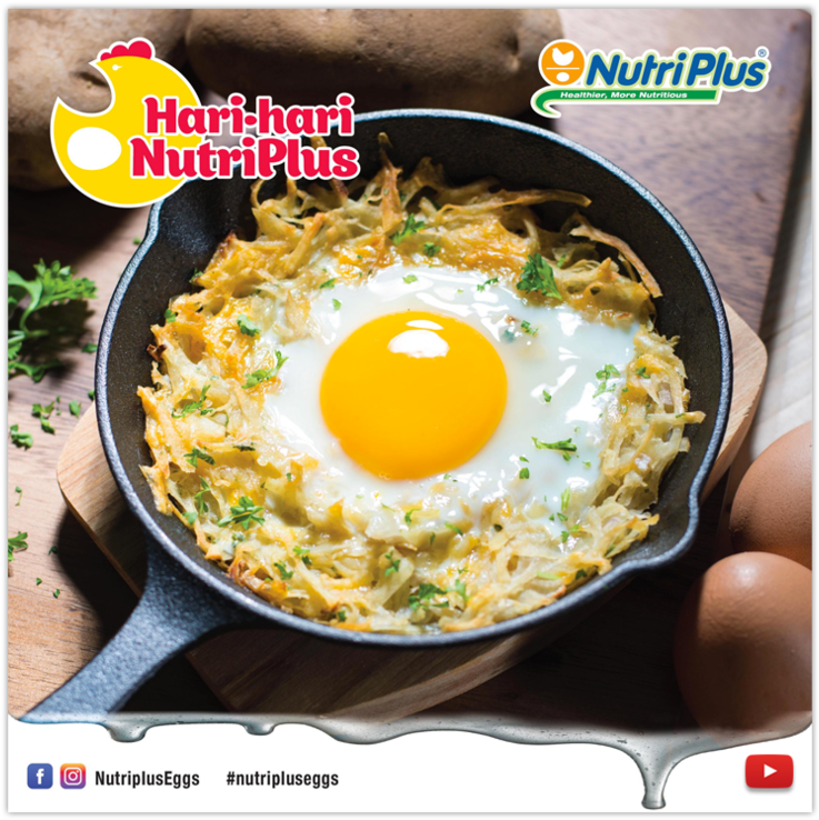Baked Eggs In Cheesy Hash Brown (1000x750), Png Download