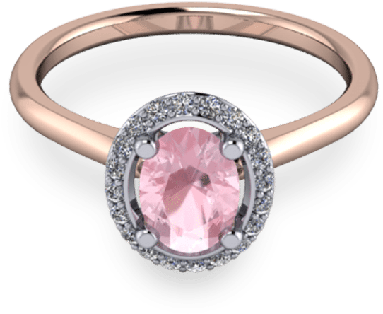 Morganite Halo Ring - Engagement Ring (800x800), Png Download
