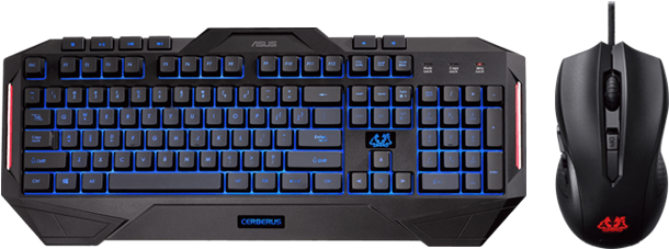 Cerberus Combo, Red/blue Led, 2500 Dpi, Wired Usb, - Teclado Gamer Asus Cerberus (700x700), Png Download