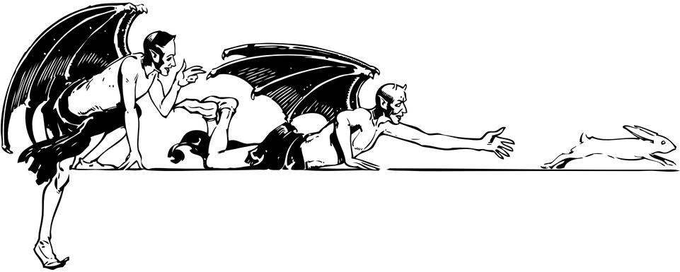 Devil, Wings, Demon, Horror, Satan, Evil, Rabbit - Public Domain Demon (960x480), Png Download