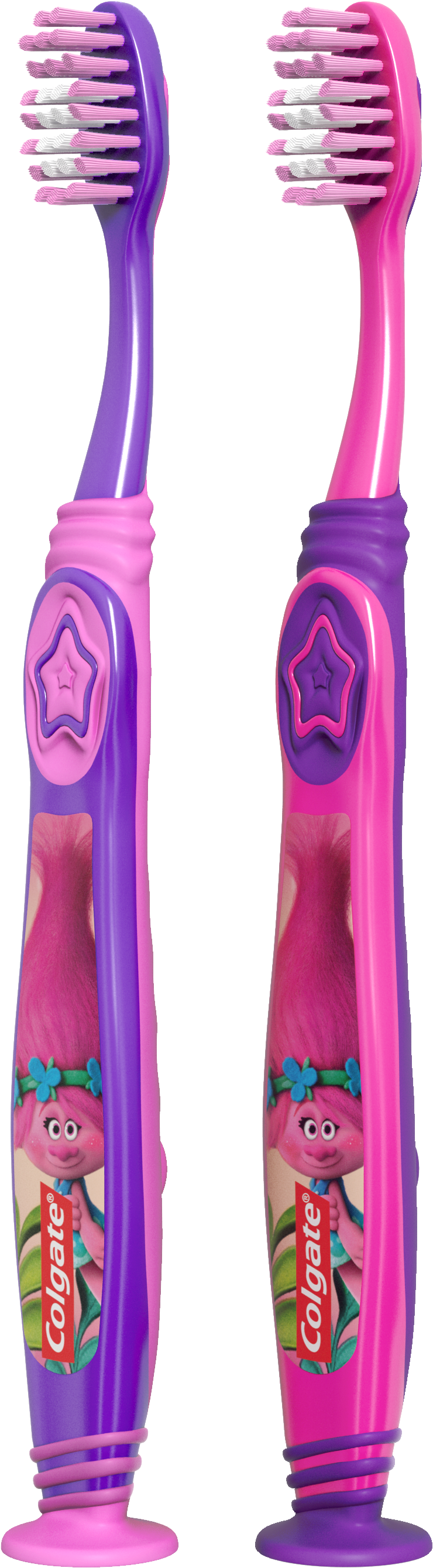 Colgate Trolls Kids Manual Toothbrush With Suction - Toothbrush (3000x3000), Png Download