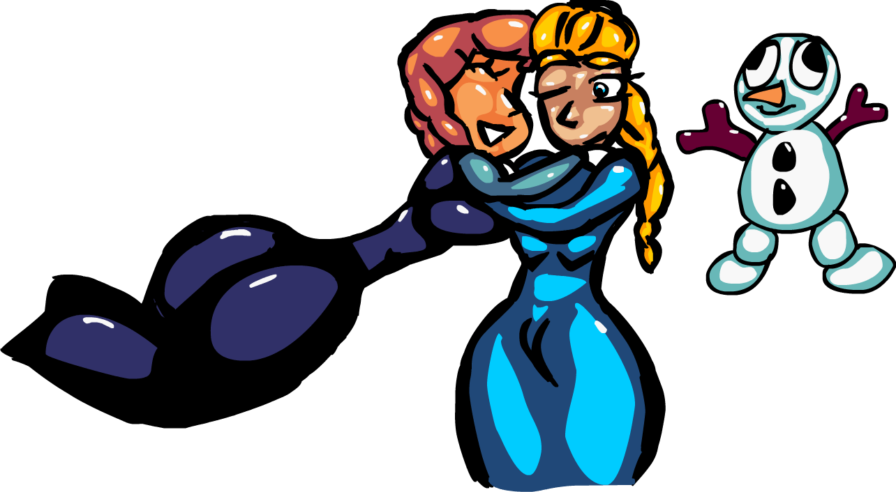 Frozen's Anna, Elsa, And A Snowman - Cartoon (1284x706), Png Download