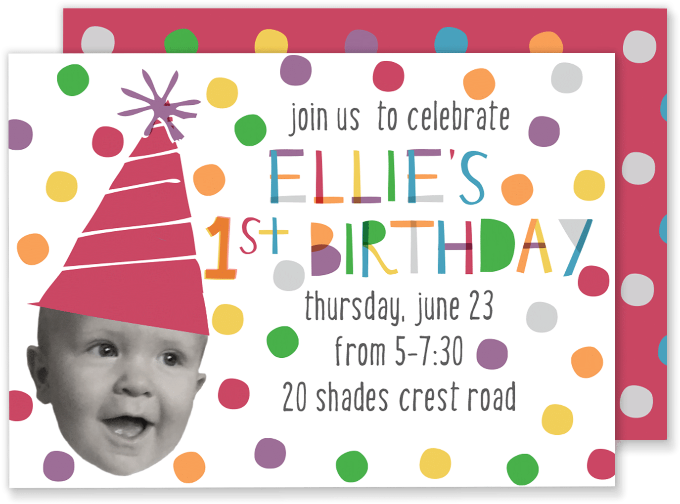 Party Hat Birthday Invitation - Party Hat (1500x1073), Png Download