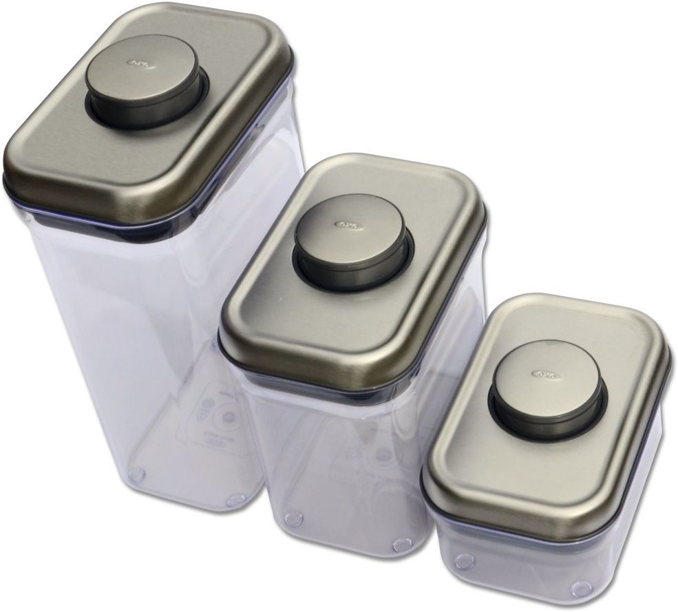 Oxo Stainess Steel 3-piece Pop Container Set - Oxo Steel 3 Piece Pop Container Set (1000x903), Png Download