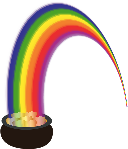 Free Download Graphic Pot Of Gold Luckyfree Vector - Rainbow (599x640), Png Download