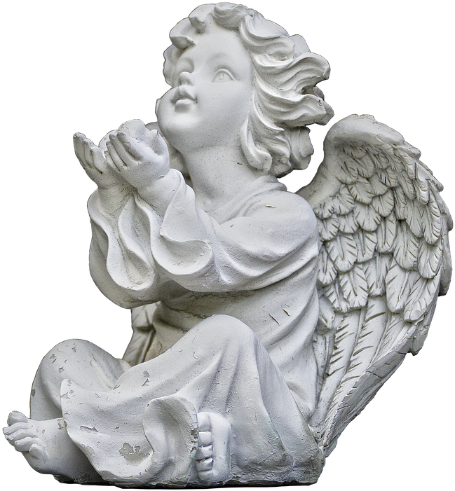 Figure, Angel, Putten, Sitting, Ceramic, Sculpture - Angel Sitting Png (672x720), Png Download