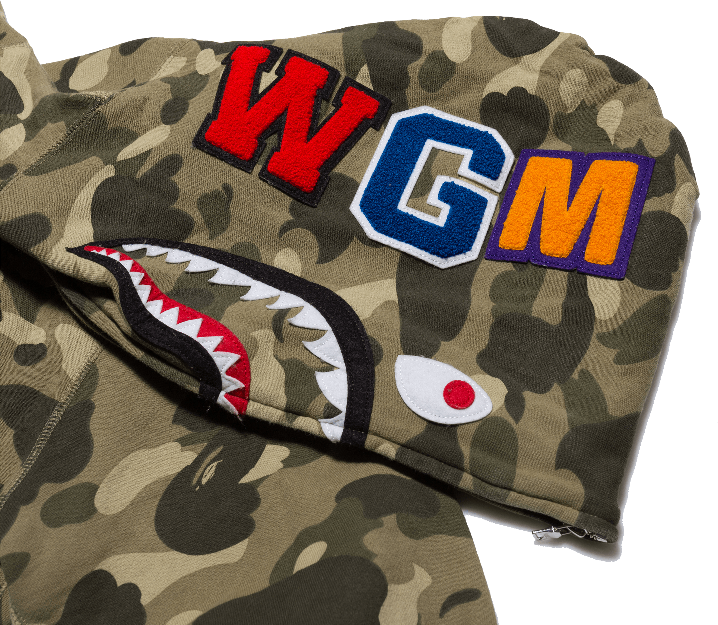 Hot Product Ca942 8e30e Bape Shark Hoodie Green Camo - Military (2500x2500), Png Download