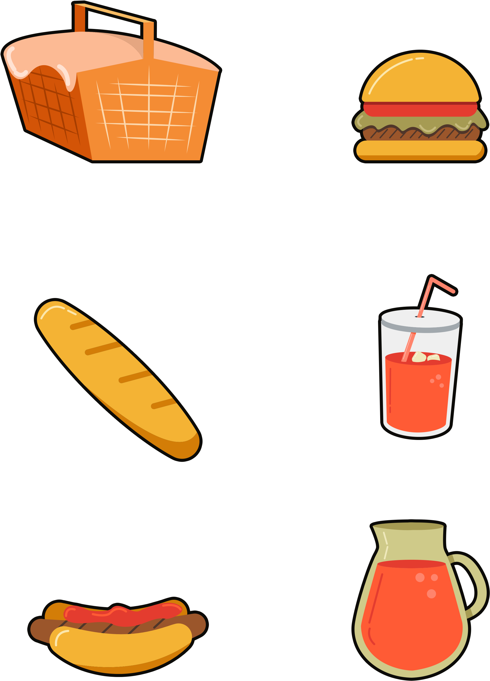 Hand Drawn Cartoon Fast Food Png And Psd (3072x4107), Png Download