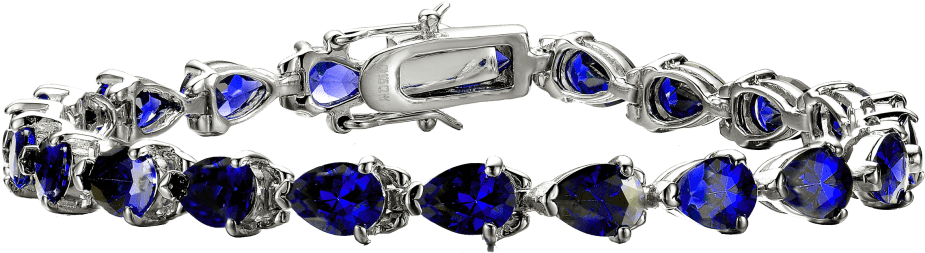 Genevive Sterling Silver Platinum Plated Pear-cut Simulated - Bracelet (1104x1104), Png Download
