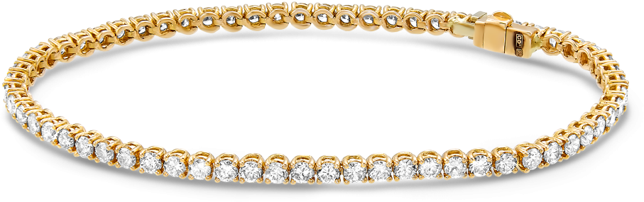 18k Rg/yg Tennis Pave Diamond Bracelet - צמיד טניס יהלומים זהב צהוב (1024x1024), Png Download
