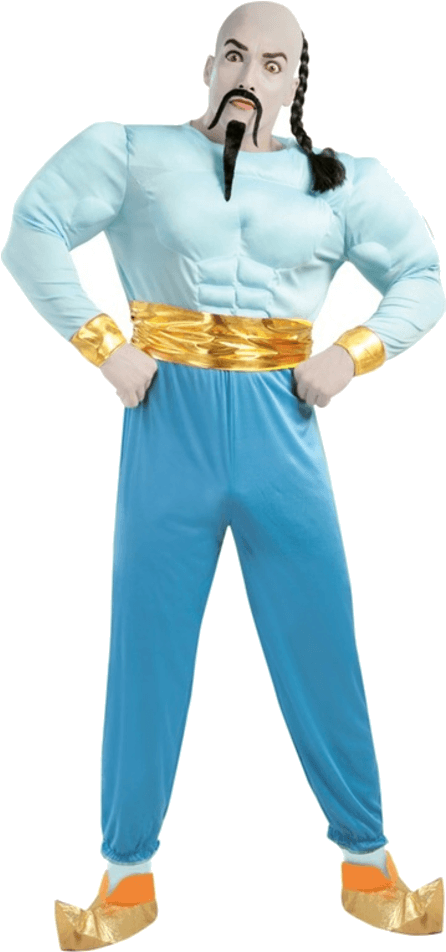 Adult Muscle Genie Of The Lamp Costume - Genie Fancy Dress (600x951), Png Download