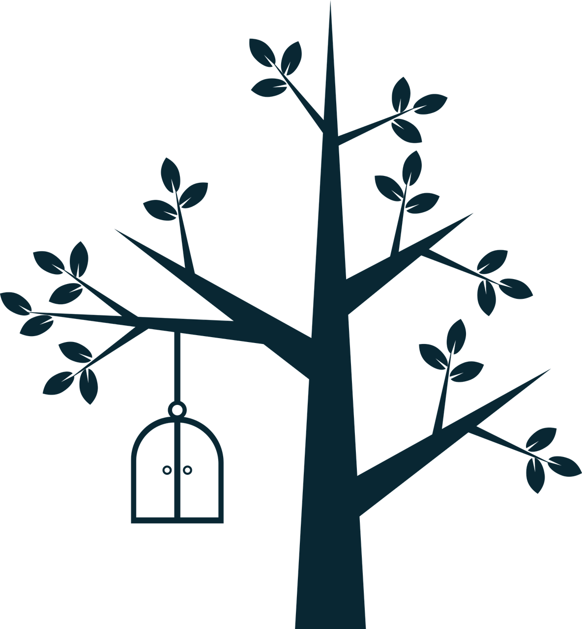The Tree,ornament,bird Cage,window,wall,wall Art,graffiti - Arboles Con Jaulas Pajaros Mariposas Para Dibujar (1184x1280), Png Download