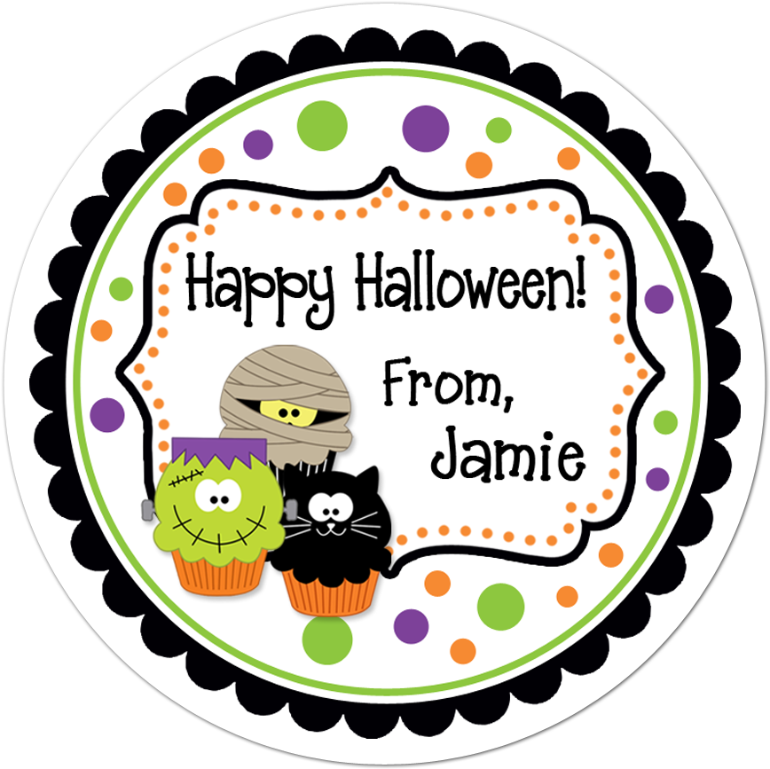 Halloween Cupcakes Fancy Frame Personalized Sticker - Valentinesday Sticker (1000x1000), Png Download