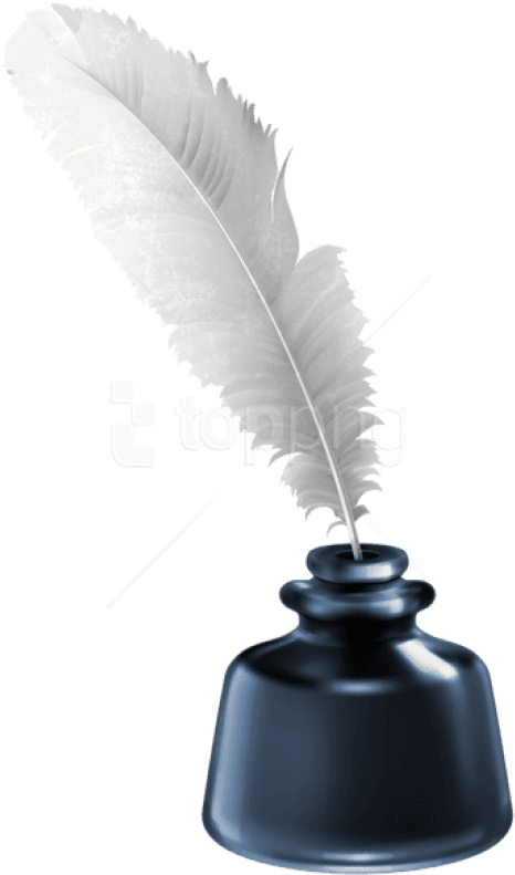 Download Quill And Blue Ink Pot Transparent Clipart - Quill And Ink Png (480x816), Png Download