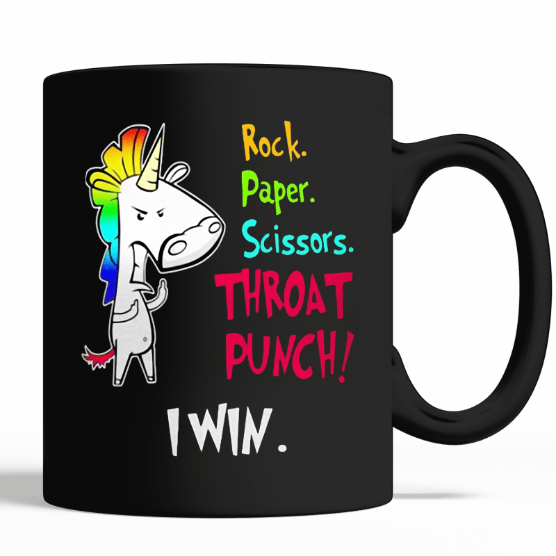 Rock Paper Scissors Throat Punch I Win Mug - Mug (800x800), Png Download