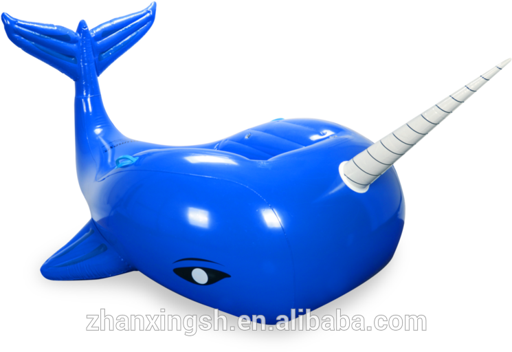 Newest Special Whale Design Pvc Inflatable Water Animal - Narwhal Pool Float (760x644), Png Download