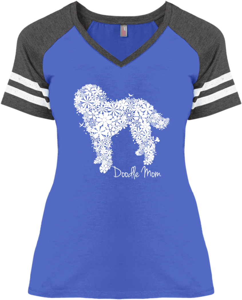 Flower Doodle Ladies' Game V Neck T Shirt - Sports Mom Shirts (1060x1060), Png Download