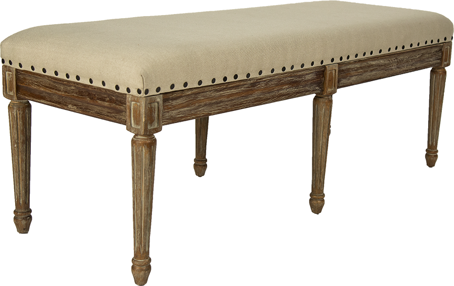 Parisian Natural Linen Bench - Ottoman (899x567), Png Download