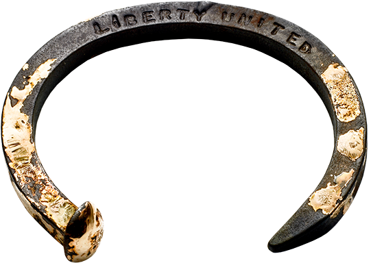 Black Gunmetal Railroad Spike Cuff With Gold By Giles - Body Jewelry (600x600), Png Download