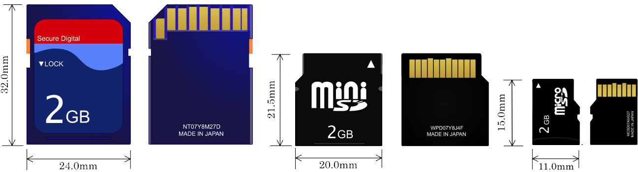 Sdhc Sdxc Microsd Card Sizes Comparison Image - Mini Sd Card (1335x375), Png Download