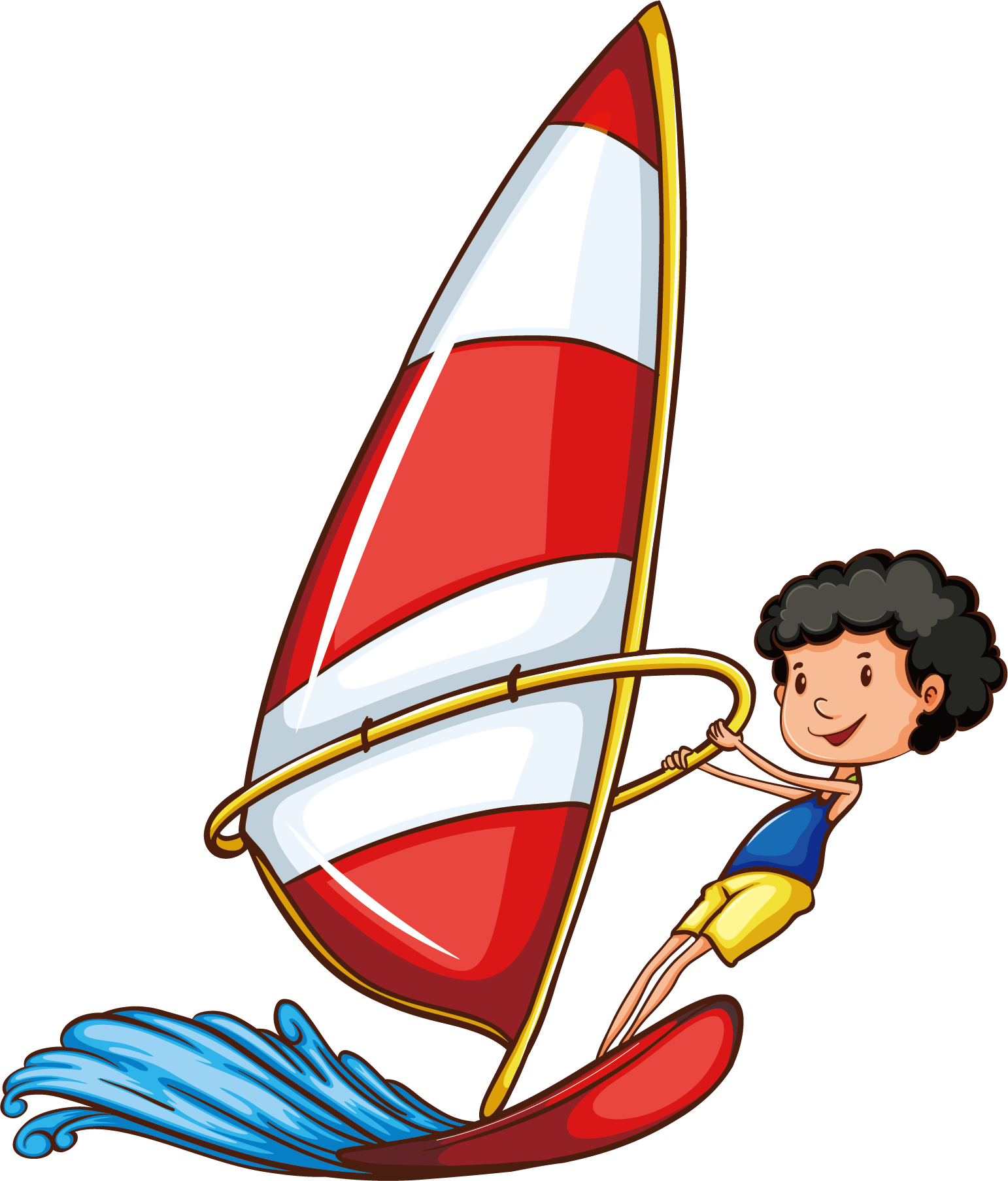 Sport Drawing Skiing Underwater Sailing Ship - Simple Water Sports (1542x1807), Png Download