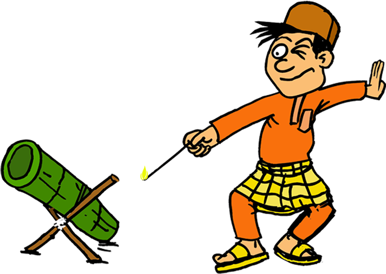 Kartun Kanak Kanak Lelaki Memakain Baju Raya Membakar - Kartun Hari Raya Png (1600x1265), Png Download