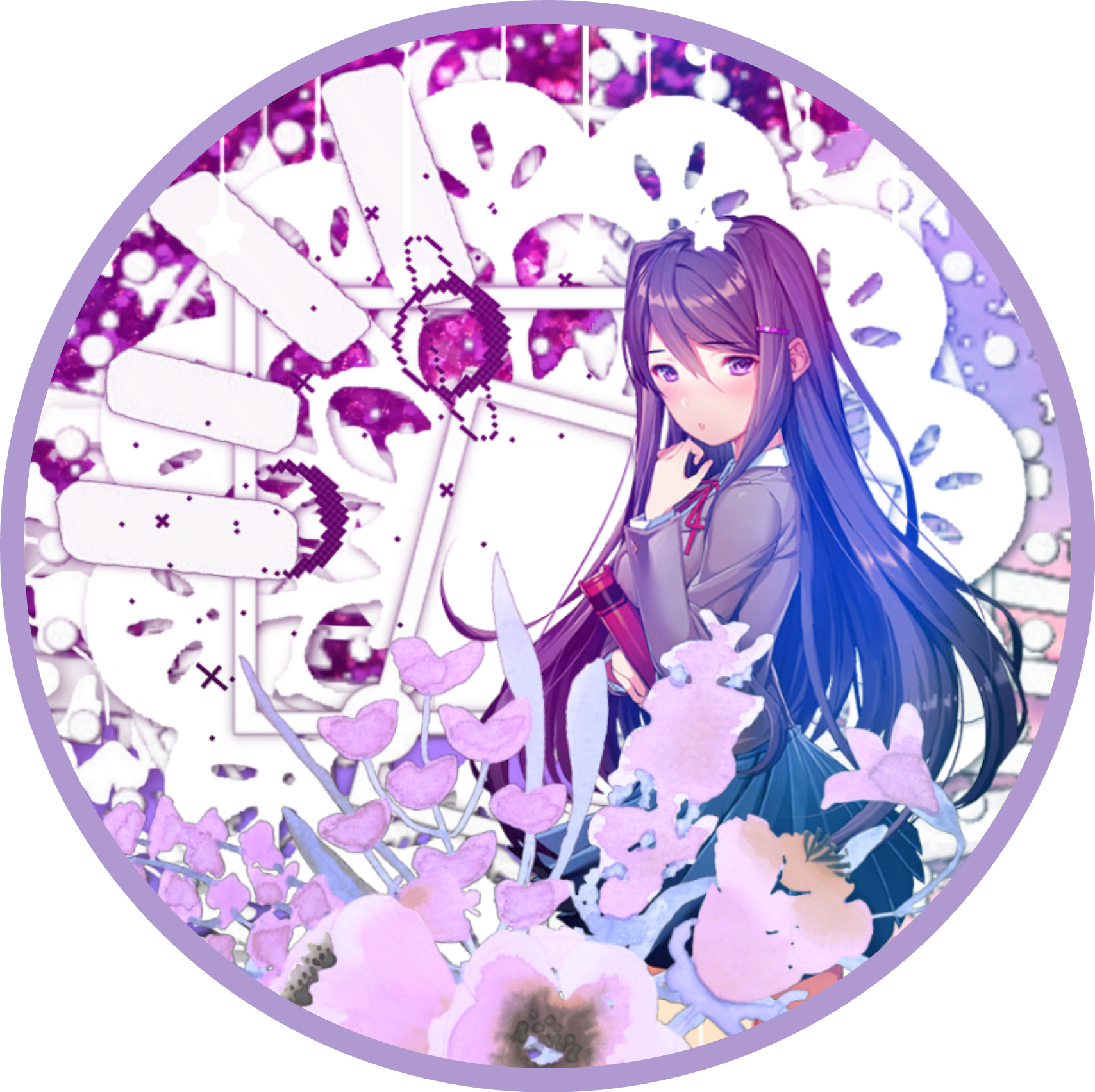 Yuri Purple Pastel Icon Sticker Purple Pastel Anime - Cartoon (1708x1703), Png Download