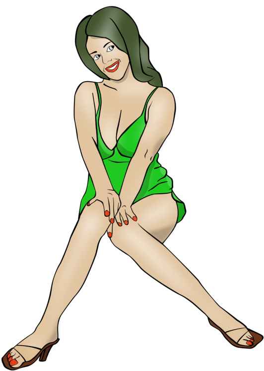 Pin Up Girl Woman Cartoon Drawing Free Commercial Clipart - Cartoon Sexy Woman Png (750x750), Png Download