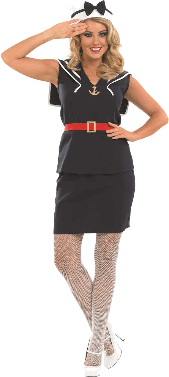 Adult Pin Up Sailor Girl Costume - Dress (800x1268), Png Download