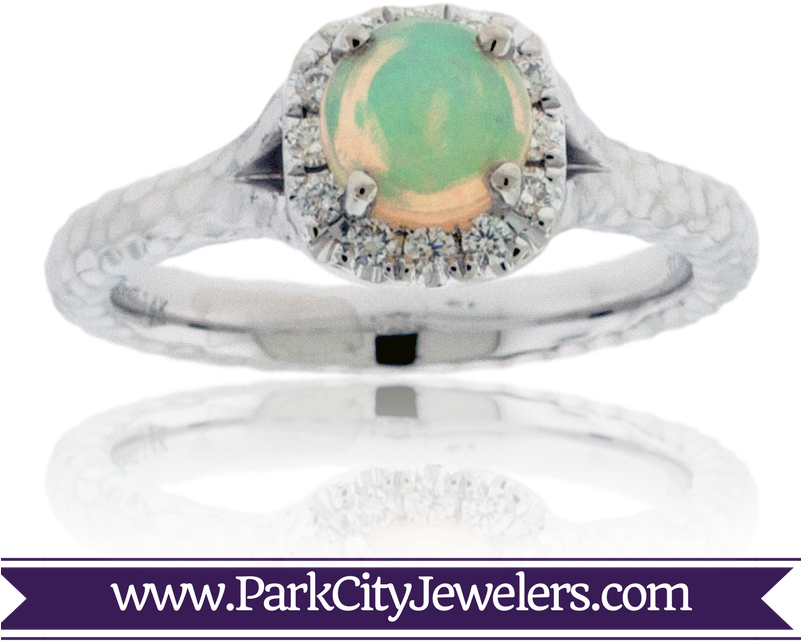 Ethiopian Opal And Diamond Halo Ring - Gold Manta Ray Necklace (800x800), Png Download