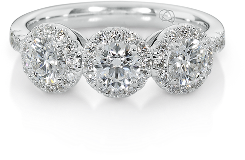 Trilogy Halo Diamond Ring (800x780), Png Download