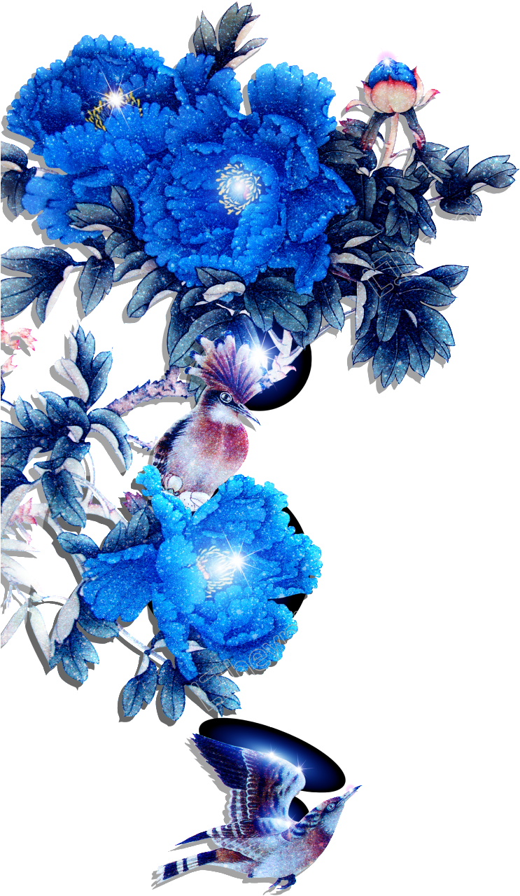 Modern Hand Painted Flowers - No Background Flowers Blue (1024x1482), Png Download