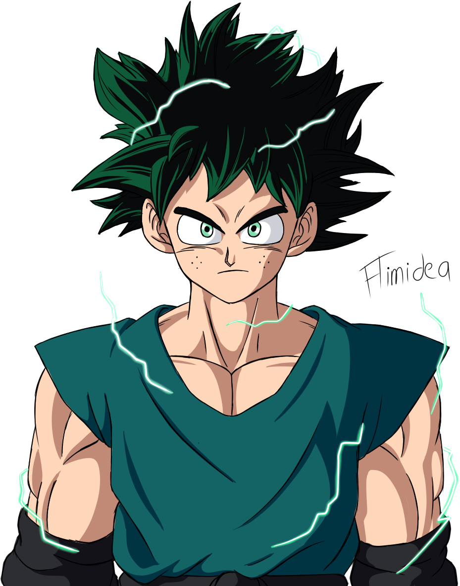 A Fusion Of Goku And Deku - Cartoon (1100x1400), Png Download