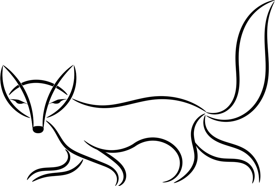 Elephant Head Outline 28, - Fox Clip Art Black And White (960x652), Png Download