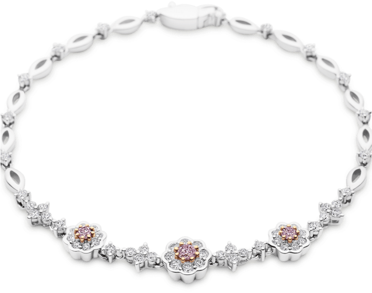 Argyle Pink And White Diamond Bracelet - Bracelet (756x900), Png Download