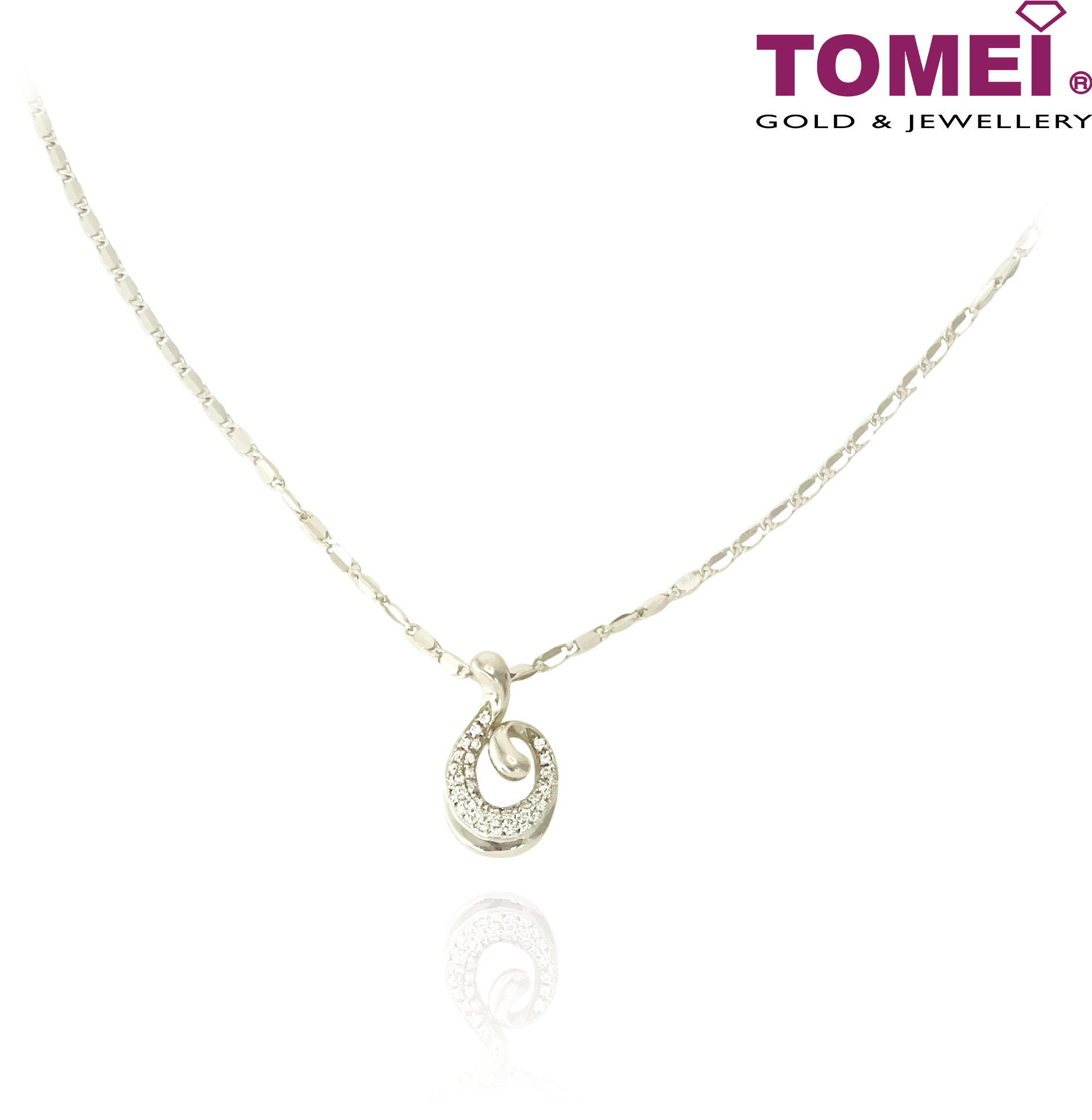 Tomei 375 White Gold Diamond "whirl Of Love" Necklace - Tomei Jewellery (2000x2000), Png Download