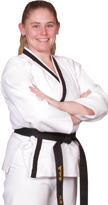 Lady In Karate Uniform With Arms Crossed - Black Belt (922x704), Png Download