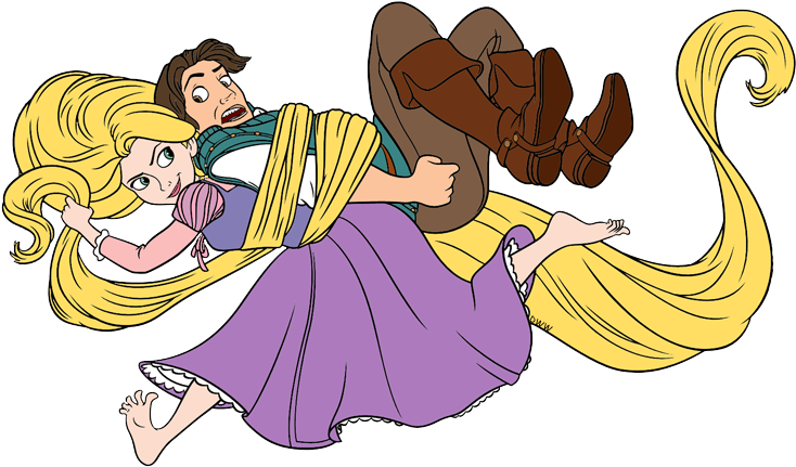 Crown Clipart Tangled - Rapunzel And Flynn Disney Clipart (740x439), Png Download