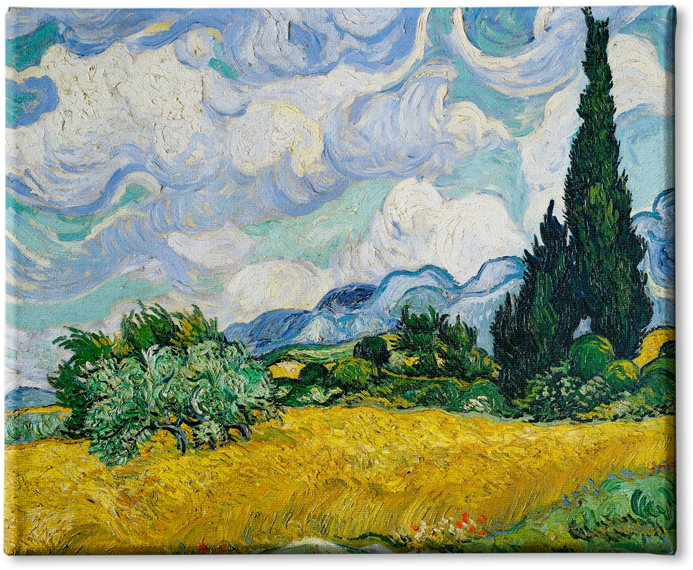 Wheat Field With Cypresses Painting By Van Gogh Canvas - Wheat Field With Cypresses (1100x736), Png Download