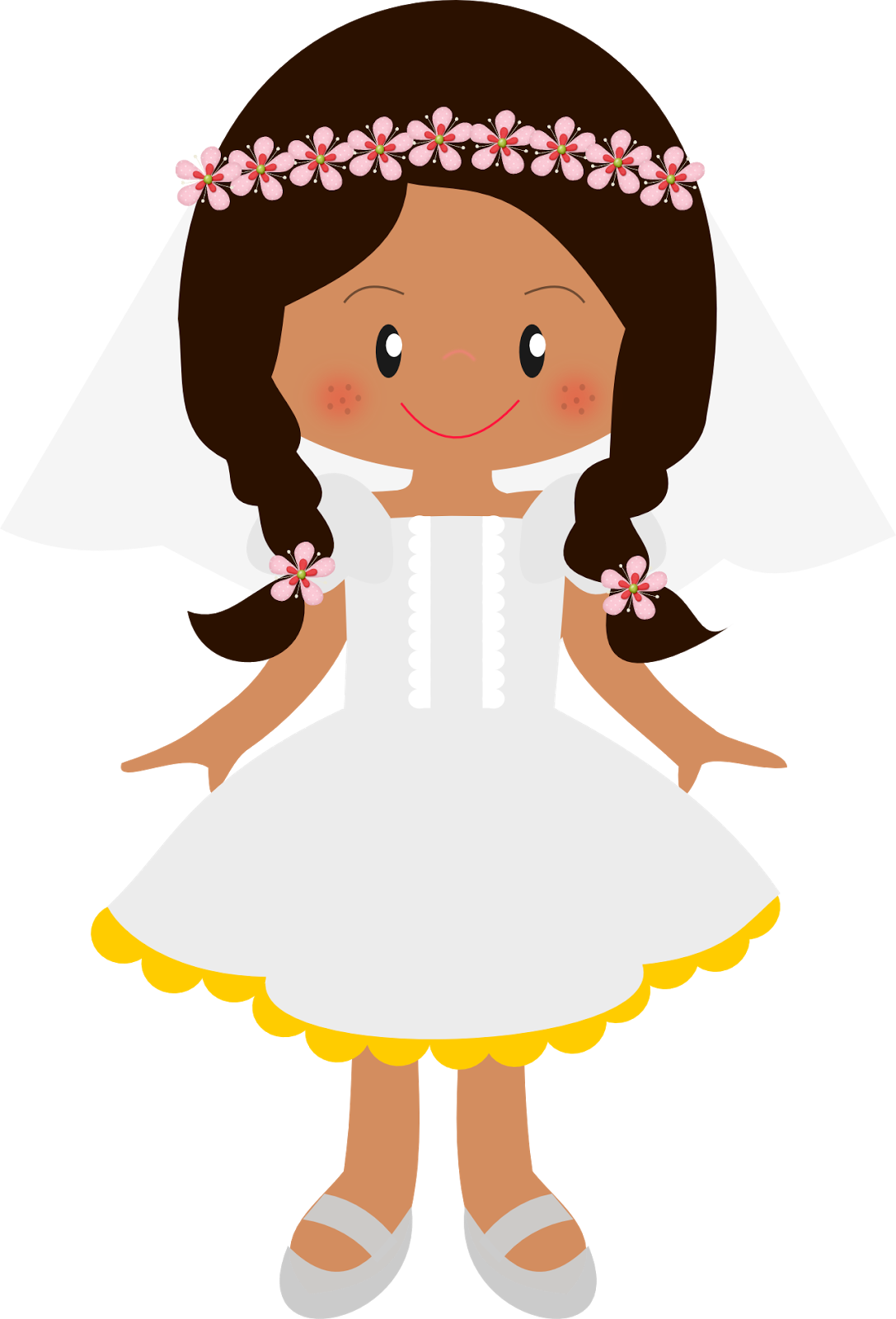 Girls In Their First Communion Clip Art - Imagens De Daminha Em Desenho (1087x1600), Png Download