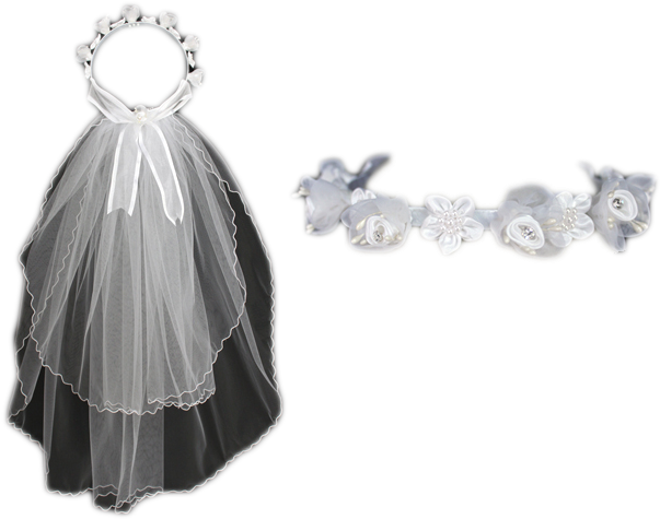 Beautiful White First Communion Veil - Locket (666x518), Png Download