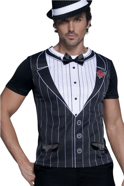 Fever Gangster Instant T-shirt - 1920s Fancy Dress Male (500x793), Png Download